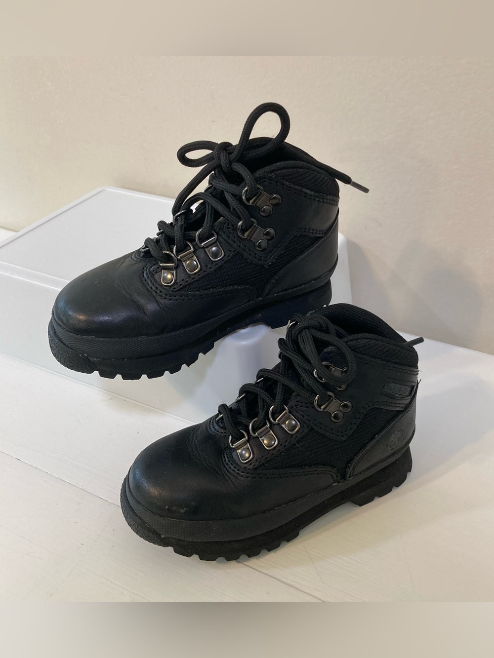 Timberland Euro Hiker Sz 9 Toddler Black Leather Lace Up Boots